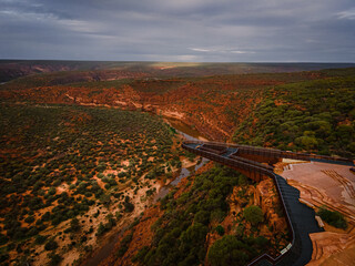 Kalbarri Skywalk on a rainy afternoon, rainbows - Kalbarri Western Australia 