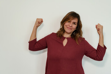 strong woman on a white background