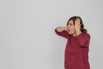 woman caught on a white background