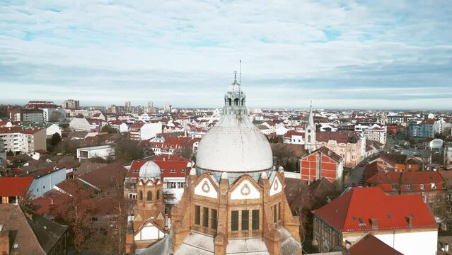 Drone footage of a synagoge