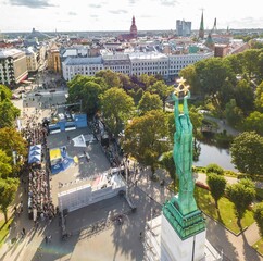 Drone shot of bmx and skating event in Riga, Latvia