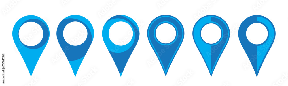 Aufkleber Map pointers icon set. Location pin collection. Map pointer GPS location. Pointer icon pin on the map to show the location. Vector illustration 10 EPS.