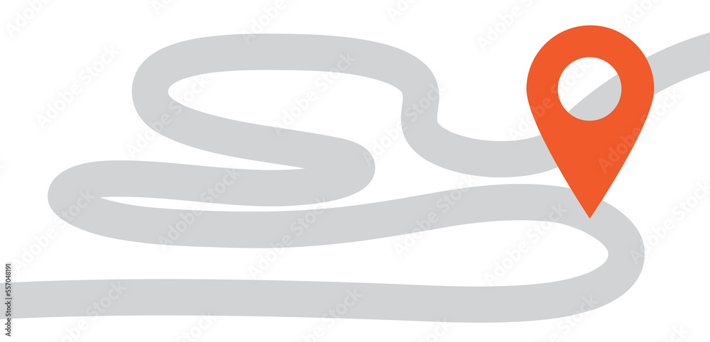 Poster Location pointer continuous one line drawing. GPS navigation line route mark. Vector illustration isolated on white. Flat illustration.