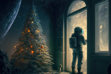 Space and a Christmas tree are on the left. Generative AI