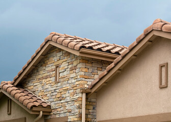 House gable ends close-up view, Menifee, California 