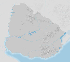Topographic map of Uruguay