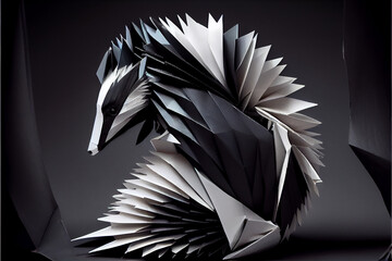 Papercraft skunk generative art