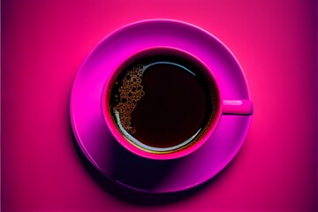 Obraz na płótnie Canvas Cup of black coffee on a magenta background. Generative AI