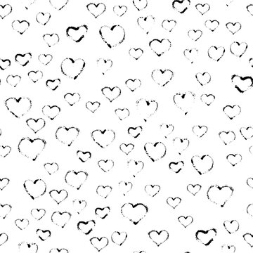 Seamless vector pattern with hand drawn doodle hearts. Texture for wrapping paper, postcards for Valentine's Day, wedding
