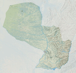 Topographic map of Paraguay