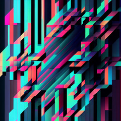 Abstract Geometric glitch art pattern generative art