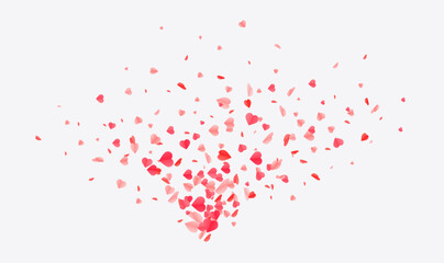 Fototapeta na wymiar Hearts Shape confetti Background. Valentines Day Vector Template Design.
