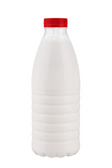 plastic milk bottle with red lid, isolate on a transparent background