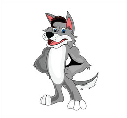 Wolf cartoon  vector illustration on white background