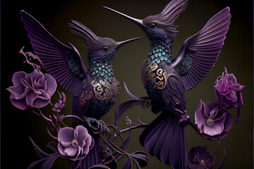 Gothic hummingbird generative art