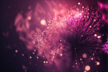 Pink Fireworks with Abstract bokeh background. Celebration concept