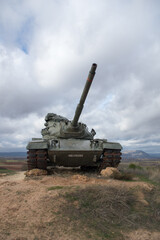 Fototapeta premium Battle tank on display in a village in the province of Burgos.