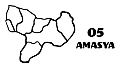 Turkey, Amasya districts map vector