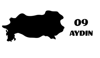 Turkey, black Aydın map vector