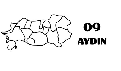 Turkey, Aydın districts map vector