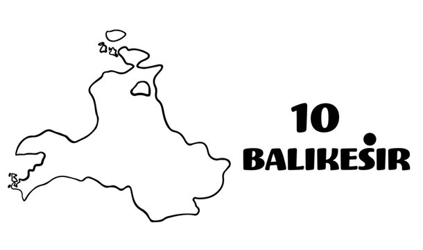 Turkey, empty Balıkesir map vector