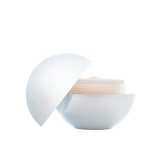Face cream in the mirror ball package. Opened package, screw-thread is visible.  Isolated png with transparency