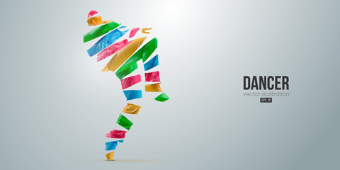 Obraz premium Abstract silhouette of a young hip-hop dancer, breake dancing man isolated on white background. Vector illustration