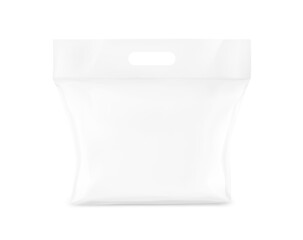Realistic plastic bag with handle mockup. Vector illustration isolated on white background. Ready and simple to use for your design. EPS10.	