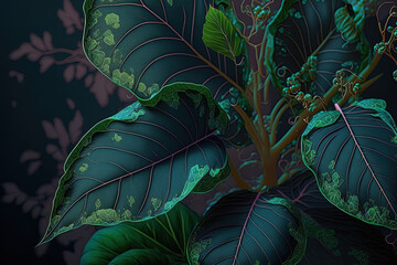 The details on the green leaves are exquisite. Generative AI