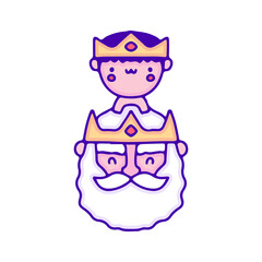 Cute baby with old man king doodle art, illustration for t-shirt, sticker, or apparel merchandise. With modern pop and kawaii style.