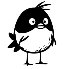 Rotkehlchen European Robin Vektor Cute Happy Bird Sketch Comic Cartoon Birdie Singvogel Gefiedert Freunde Kinderbuch Illustration Gartenvogel