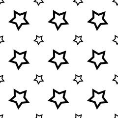 Seamless star pattern. Creative geometric black and white background with stars. Graphic
