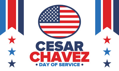 Cesar Chavez Day. Day of service and learning. The official national american holiday, celebrated annually in Uniter States. Vector poster, banner and illustration