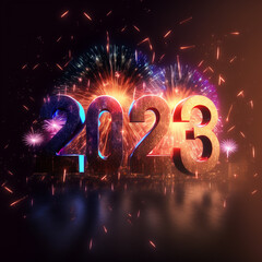 celebration of 2023 with fireworks
