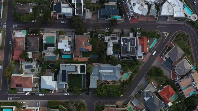 Rich district in South Africa Cap Town city aerial top view Hout bay beach  