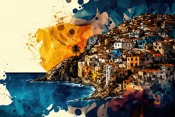 Conceptual Ai Generated Image A picture of a city in the Mediterranean. Generative AI