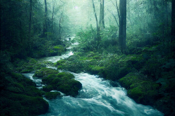 Fototapeta premium river in the tropical jungle forest