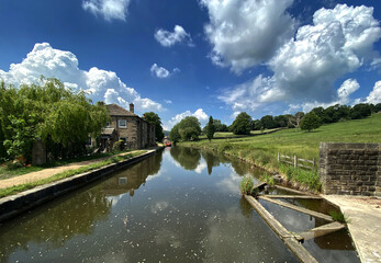 View along the, Leeds to Liverpool canal in, Kildwick, Keighley. UK