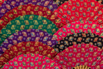 Colorful spanish fans as background or texture