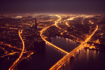view of the city with long exposure