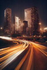 Fototapeta na wymiar traffic at night with long exposure