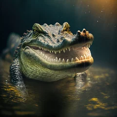 Fototapeten Smiling crocodile created with Generative AI technology. © tookitook
