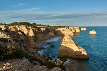 Fototapeta na wymiar Beautiful view of Praia da Marinha in Lagoa. Algarve, Portugal