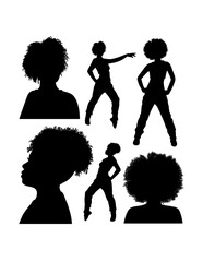 Afro female hairstyle activity silhouette