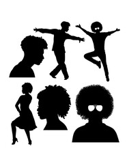 Male and female afro hairstyle silhouette