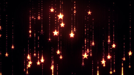Fototapeta premium abstract stars falling from above on a black background. Glitter particles