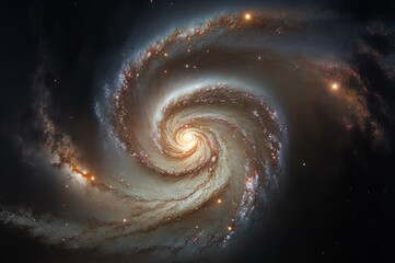 A very large spiral galaxy with stars in the background. Generative AI.