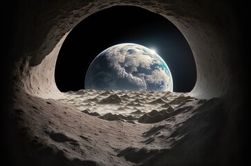 A view of the earth from the moon. Fantasy. Generative AI.
