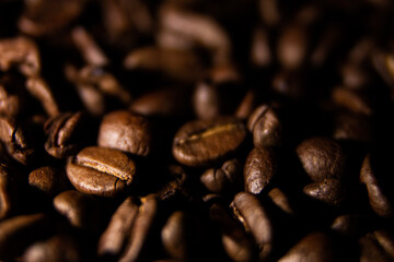 Coffee beans close up. Lots of coffee beans.
