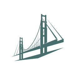 Bridge icon. Transportation or construction industry company graphic emblem, tourism or travel landmark minimalistic vector symbol or city architecture monochrome sign with suspension bridge